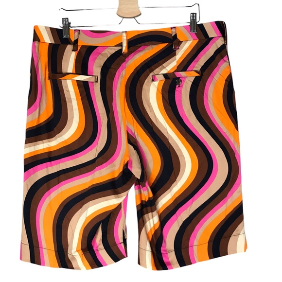Loudmouth Golf Short Brown Pink Orange Wavy Swirls Performance Shorts Men's 38 - Picture 5 of 8